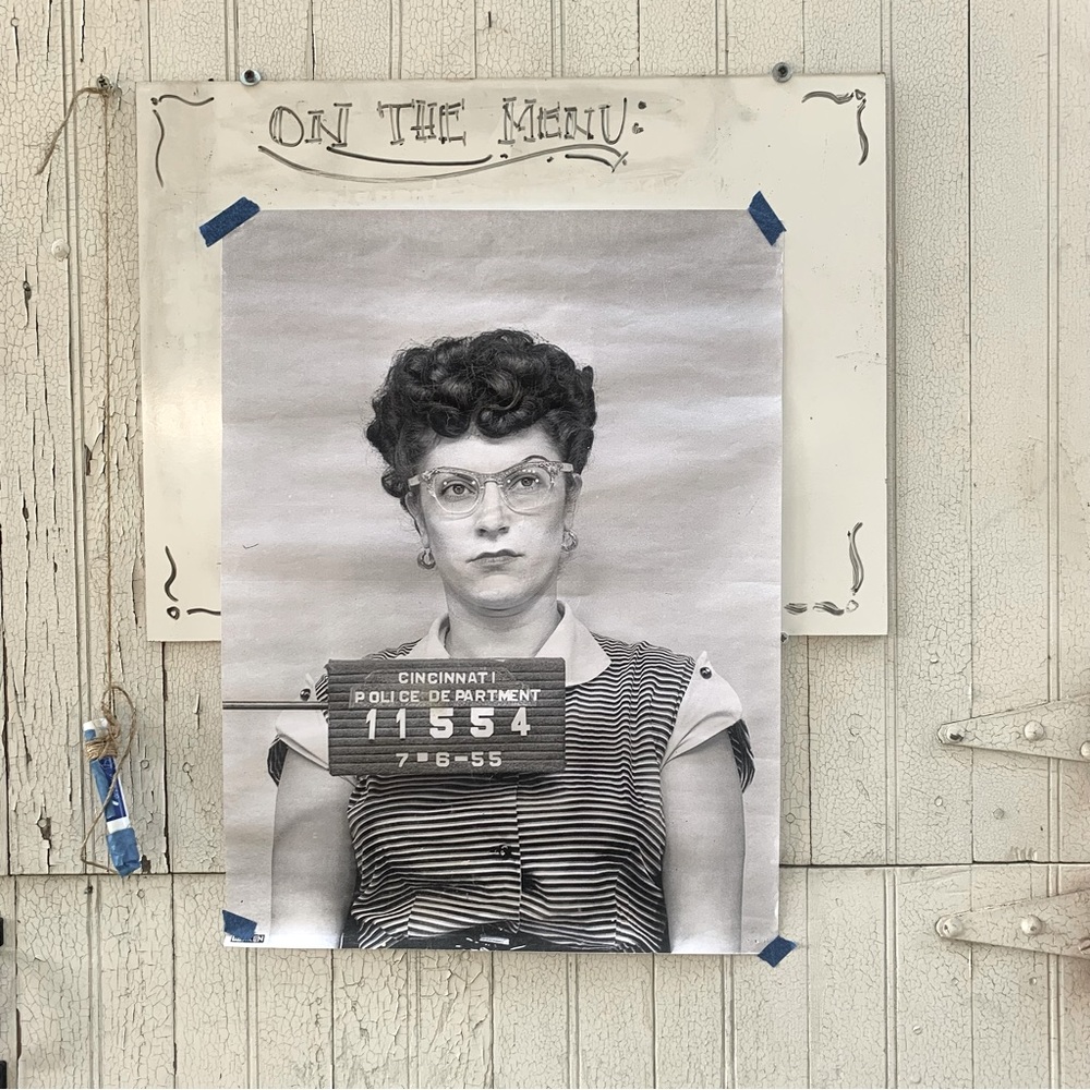 1950s mugshot print of Lenore 18x24”